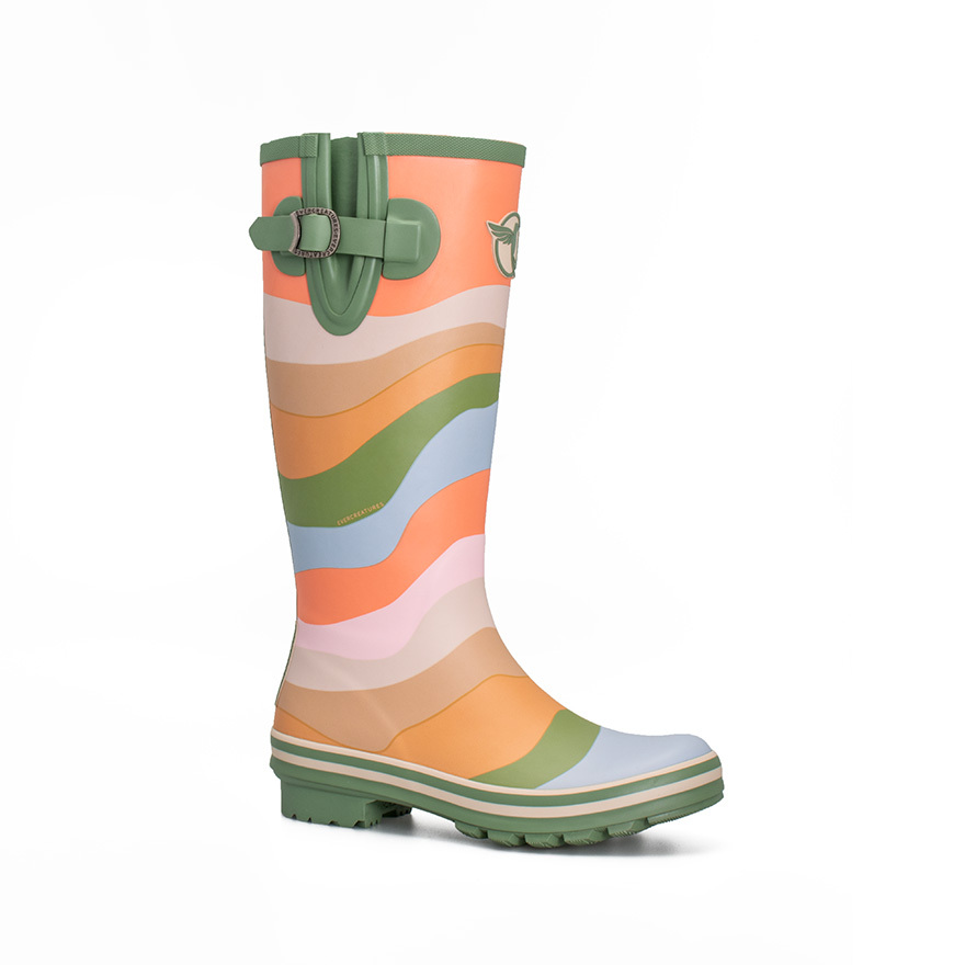  Femme Vert en Caoutchouc - FEELING Wellies-Tall Green