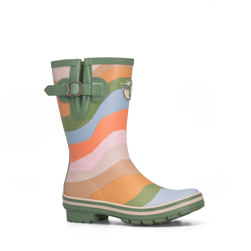  Femme Vert en Caoutchouc - FEELING Wellies- Short Green