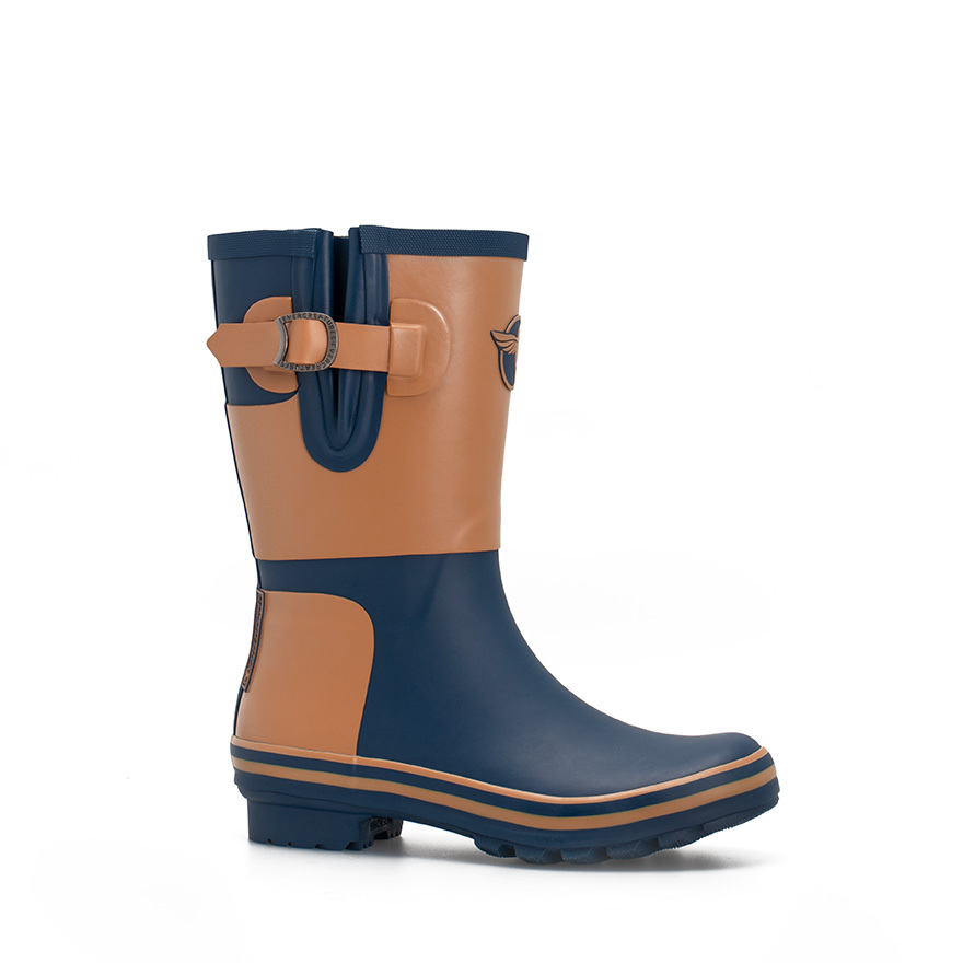  Femme Bleu en Caoutchouc - Influences Wellies-Short Bleu